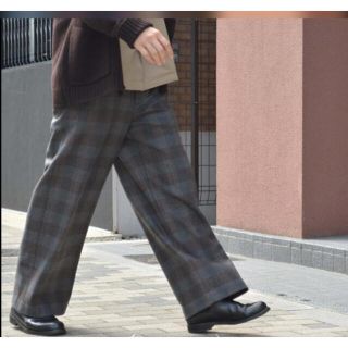 サンシー(SUNSEA)のURU 19aw wool check wide pants(スラックス)