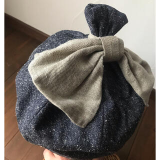 リネンリボン付き★ベレー帽(ハンチング/ベレー帽)