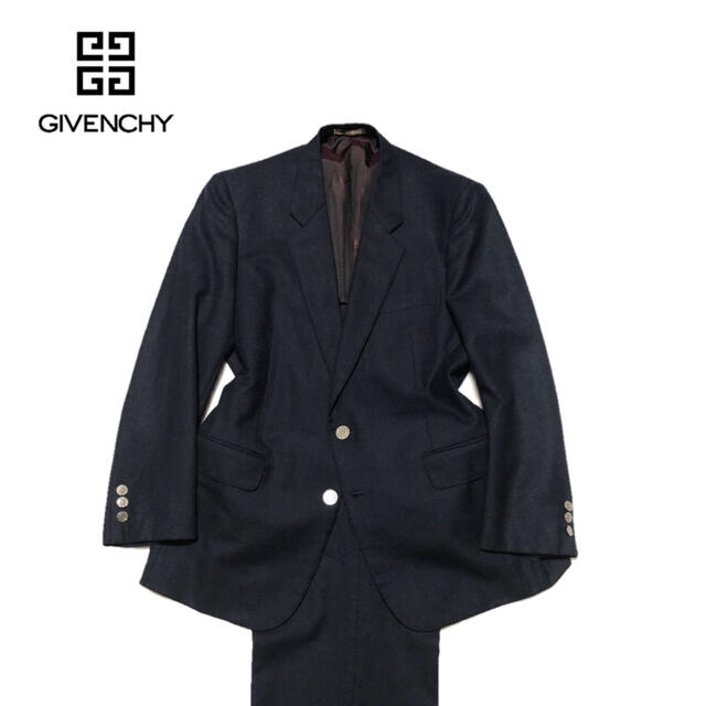 GIVENCHY(ジバンシィ)の希少 GIVENCHY ジバンシー ウール セットアップ ネイビー 銀ボタン メンズのスーツ(セットアップ)の商品写真