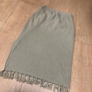 マウジー(moussy)のMOUSSY ロングニットスカート　フリンジ(ロングスカート)