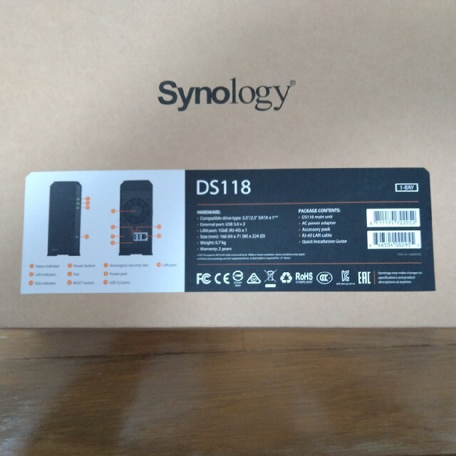 Synology DS118 (NAS) スマホ/家電/カメラのPC/タブレット(PC周辺機器)の商品写真