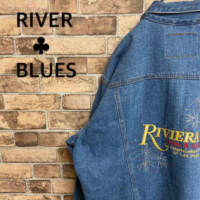 ●RIVER BLUES●デニムジャケット　gジャン　バック刺繍ロゴ　ゆるだぼGジャン/デニムジャケット