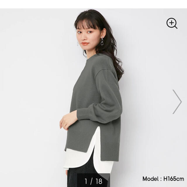 GU シャツテールコンビネーションセーター DARK GRAY Lサイズ GU シャツテールコンビネーションセーター DARK GRAY Lサイズ