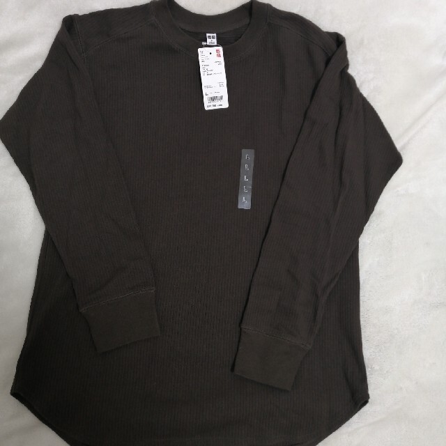 UNIQLO(ユニクロ)のコットンリブクルーネックT　新品タグ付き レディースのトップス(Tシャツ(長袖/七分))の商品写真