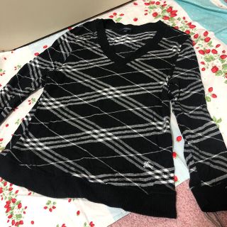 バーバリー(BURBERRY)のバーバリー  ロンドン2 長袖Tシャツ　トレーナー　ニット　ノバチェック　黒M (カットソー(長袖/七分))