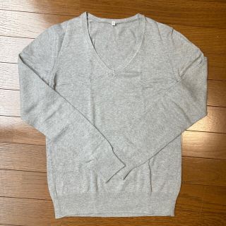 ムジルシリョウヒン(MUJI (無印良品))のジェニー様専用　無印良品　コットンシルクVネックニット　グレー&ホワイト　2点(ニット/セーター)