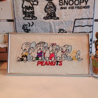 ピーナッツ(PEANUTS)のスヌーピー刺繍フォトフレーム付き(インテリア雑貨)