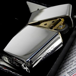 ジッポー(ZIPPO)の送料無料☆zippo☆アーマー☆高純度銀メッキ/ミラー☆10μ☆金タンク☆ジッポ(タバコグッズ)