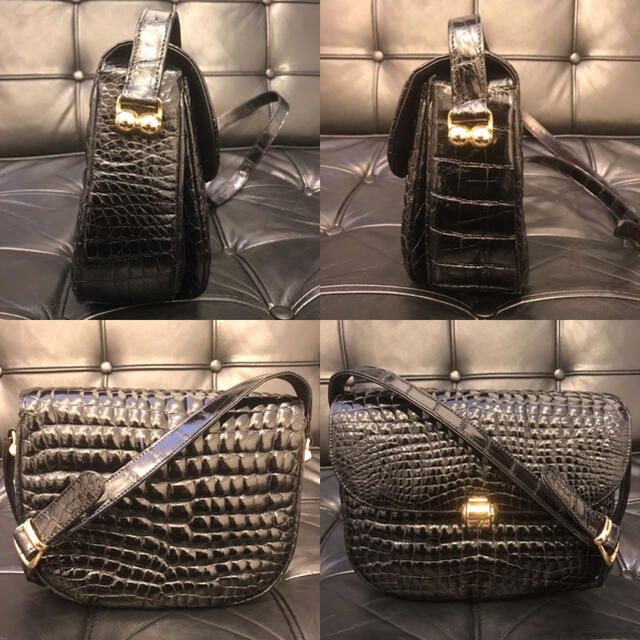 良品☆ 超絶極艶 リアル クロコダイル シャイニング ショルダーバッグ