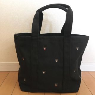 ミキハウス(mikihouse)の美品 ミキハウス ダブルB プチベア キャンバス トートバッグ 黒(その他)