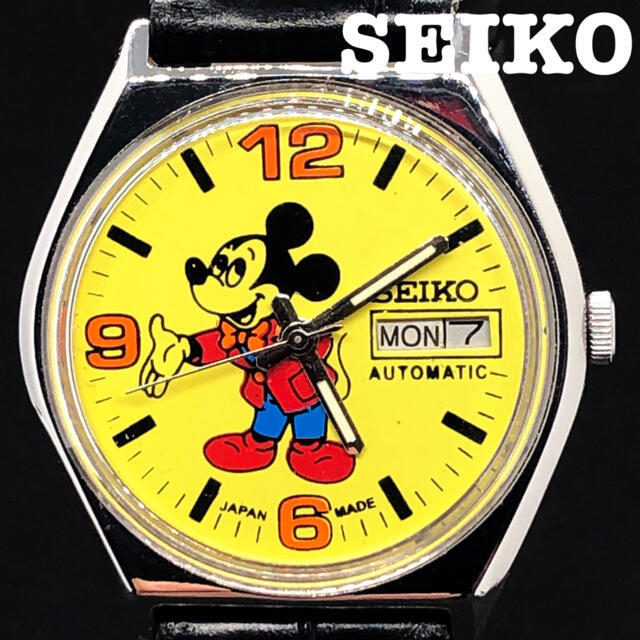 ミッキーマウス お洒落 Seiko ミッキーマウス メンズ腕時計 イエロー 黄色 大人気の通販 By 時計好きのリキチ S Shop ミッキー マウスならラクマ