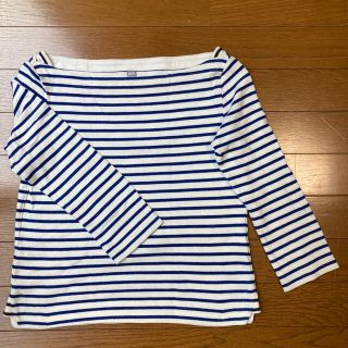 ユニクロ(UNIQLO)のUNIQLO ボーダー　ボートネック　カットソー　七分袖(カットソー(長袖/七分))