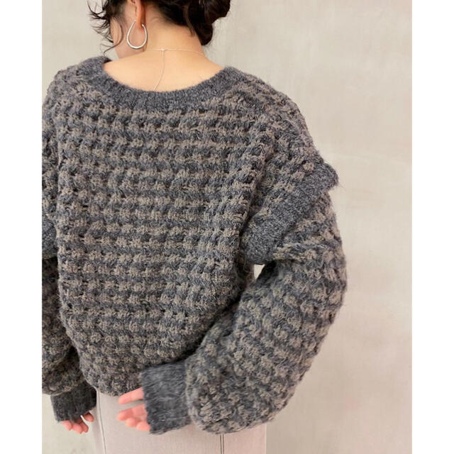 mix color vneck knit  CLANE 1