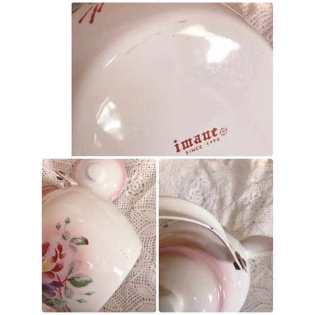 imane イマン 洗面器 プリンセスローズ ホーロー 未使用品
