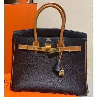 エルメス(Hermes)の【一部保護シール有美品】バーキン30 ブラック　ゴールド　箱(ハンドバッグ)