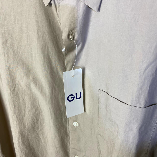 GU(ジーユー)の新品　ブロード　オーバーサイズシャツ　ベージュ　Ｌ メンズのトップス(シャツ)の商品写真