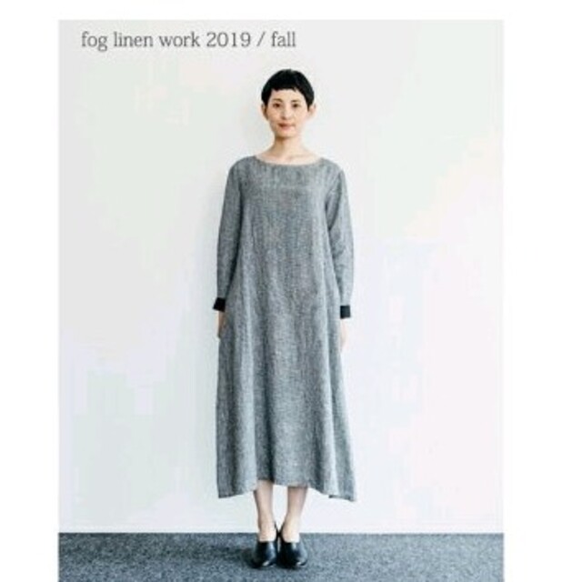 fog linen work フォグリネンワーク ワンピース 白黒千鳥柄