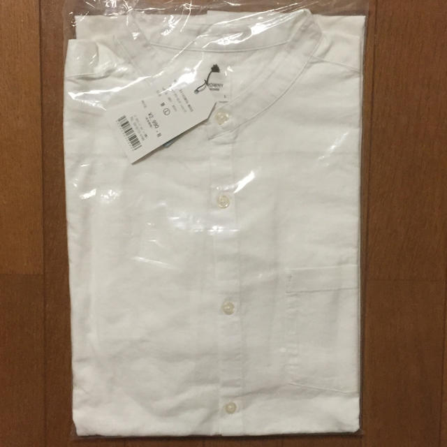 WEGO(ウィゴー)のノーカラーロングシャツ 7分袖 白L メンズのトップス(シャツ)の商品写真