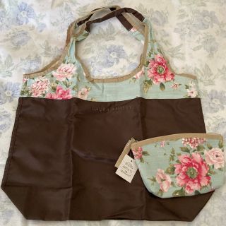 ローラアシュレイ(LAURA ASHLEY)の【新品・未使用】ローラアシュレイ　マイバッグL ポーチ付　ミルナー／ダックエッグ(エコバッグ)