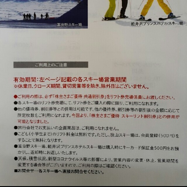 苗場 かぐら 軽井沢プリンスホテル スキー場リフト割引券&リフト購入割引券７枚