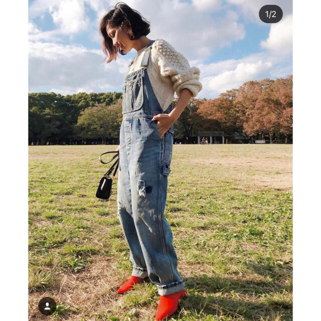 大人女子*chimala ダメージ加工デニムサロペット 大人女子*chimala ダメージ加工デニムサロペット