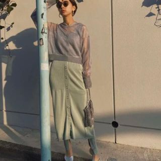 アメリヴィンテージ(Ameri VINTAGE)のAmeri LEGGINGS SET KNIT SKIRT ミント S(ロングスカート)