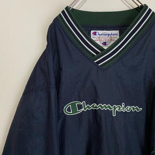 通販限定商品 古着 刺繍ロゴ ナイロンプルオーバー champion チャンピオン 90s ナイロンジャケット
