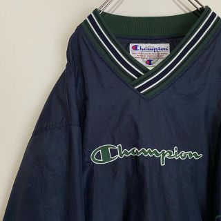 チャンピオン(Champion)のチャンピオン プルオーバー ナイロン Vネック ビンテージ 90s 刺繍　ロゴ(ナイロンジャケット)