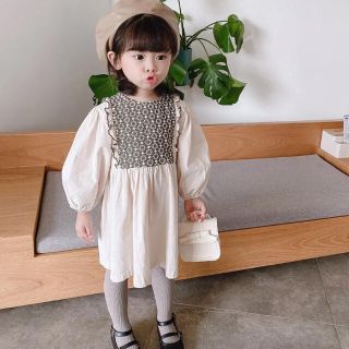 【Na•ω•様専用】 110cm ワンピース フリル 花柄 長袖 韓国子供服(ワンピース)