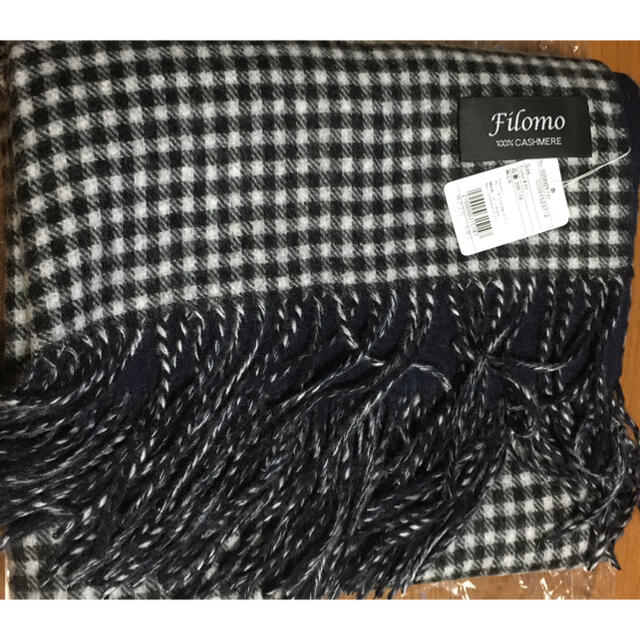 ☆れな☆様専用　Filomo/ギンガムチェックと無地のリバーシブル カシミヤ  メンズのファッション小物(ストール)の商品写真