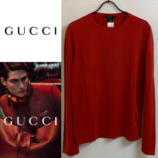 グッチ(Gucci)のGUCCI VINTAGE グッチ ITALY製 クルーネックニット レッド S(ニット/セーター)