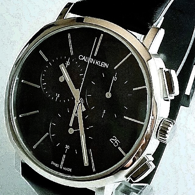 新品【Calvin Klein】swiss made ブラック クラノグラフ時計