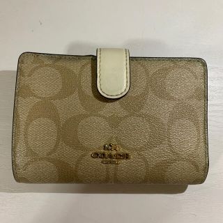 コーチ(COACH)のcoach 二つ折り財布　#ホワイト/モノグラム(財布)