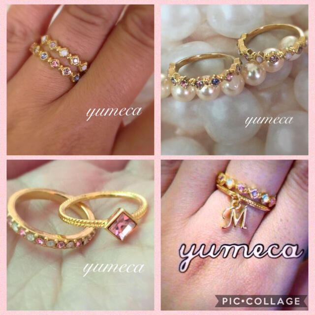 華奢イニシャルとスワロ2連リング💍 レディースのアクセサリー(リング(指輪))の商品写真