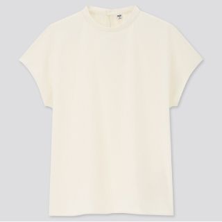 ユニクロ(UNIQLO)の【UNIQLO】新品未使用クレープジャージースタンドカラーT サイズM(カットソー(半袖/袖なし))