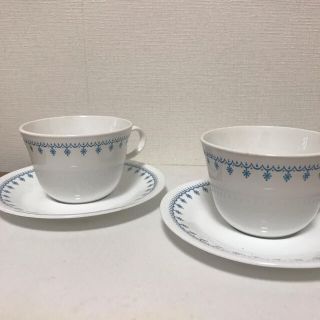 パイレックス(Pyrex)のパイレックス　スノーフレーク　カップ&ソーサー2セット(食器)