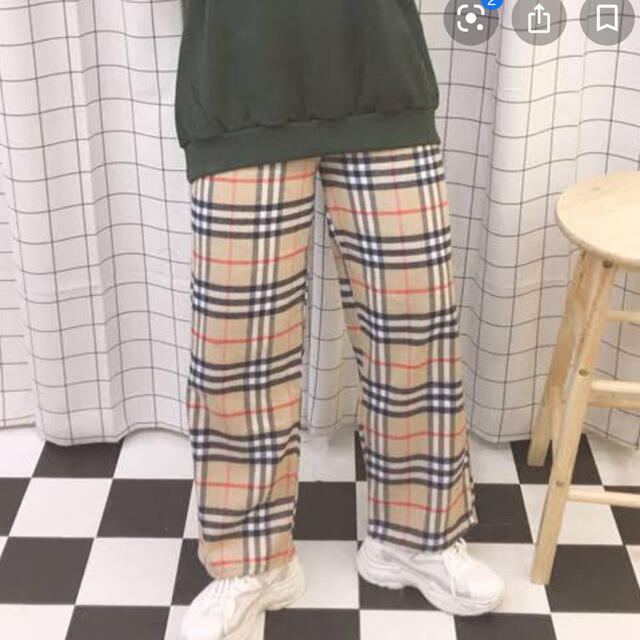 STYLENANDA(スタイルナンダ)のoldmickey バーバーリー柄ストレートパンツ レディースのパンツ(カジュアルパンツ)の商品写真