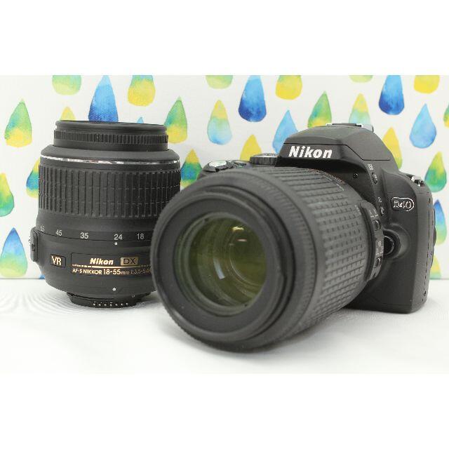 Nikon 一眼レフ D40 Wズームレンズセット★簡単撮影★高画質★