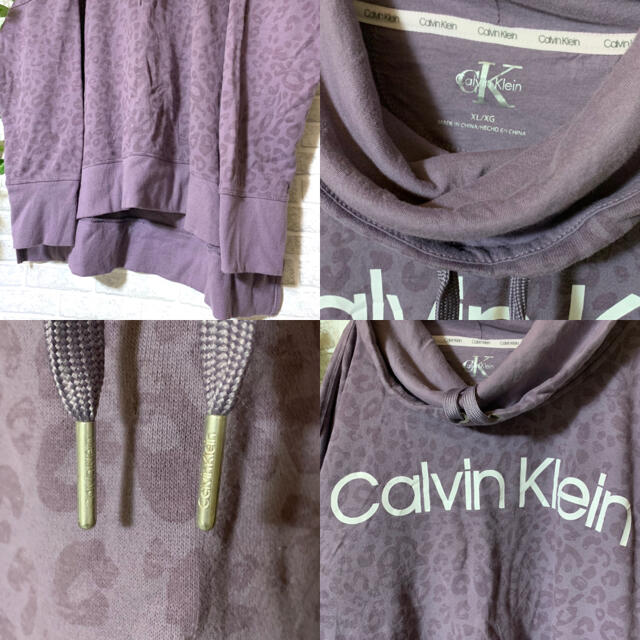 Calvin Klein(カルバンクライン)の専用出品です☆【US輸入古着】カルバンクライン　レオパード薄手　スウェット　XL レディースのトップス(トレーナー/スウェット)の商品写真