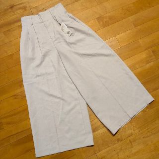 インデックス(INDEX)の【新品】index インデックス ハイウエストタックワイドパンツ ベージュ M(カジュアルパンツ)