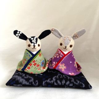 ミナペルホネン(mina perhonen)のうさぎちゃんの雛人形 εïз ハンドメイド ミナペルホネン 雛人形 お雛様 古布(人形)