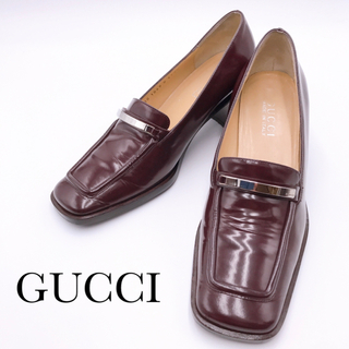 グッチ(Gucci)のグッチ GUCCI スクウェア トゥ パンプス ハイヒール 24.5cm 美品(ハイヒール/パンプス)