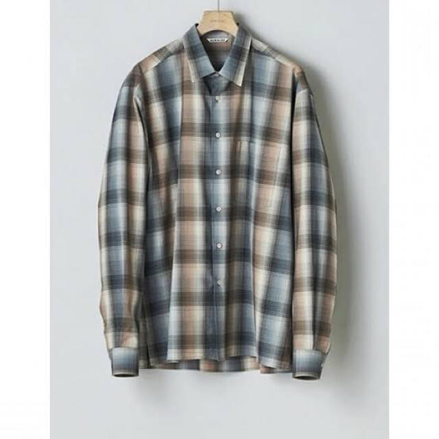 AURALEE SUPER LIGHT WOOL CHECK SHIRTS