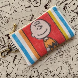 スヌーピー(SNOOPY)の☆ スヌーピー&チャーリーブラウン ミニポーチ ☆ ビンテージ シーツ リメイク(ポーチ)