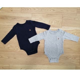 ベビーギャップ(babyGAP)のbabygap 長袖ロンパース2枚セット　ネイビー　グレー　 70　新品未使用(ロンパース)