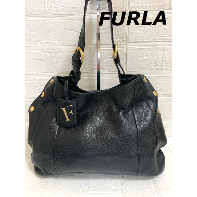 美品 FURLA フルラ ハンドバッグ トートバッグ ボタン 本革 レザー