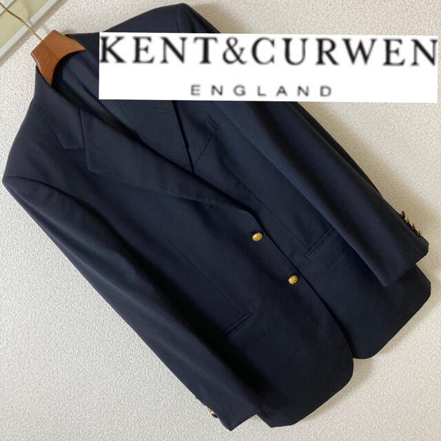 ◆KENT&CURWEN◆紺ブレ テーラードジャケット 金ボタン 48 ネイビー