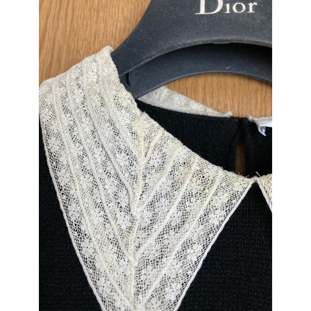 Christian Dior(クリスチャンディオール)のクリスチャンディオール　レース襟カシミアニット　サイズ34 レディースのトップス(ニット/セーター)の商品写真