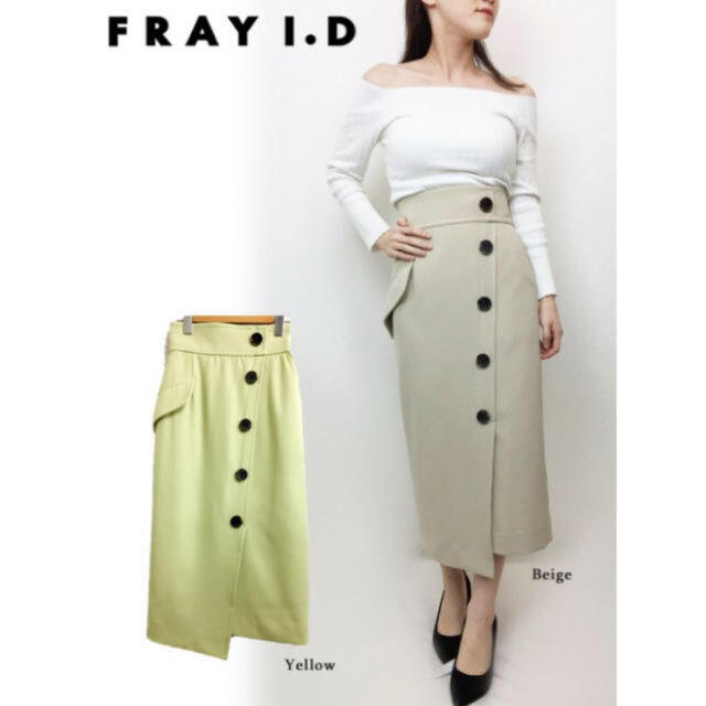 FRAY I.D(フレイアイディー)の値下❤️ FRAY I.D  アシメ釦タイトスカート レディースのスカート(ひざ丈スカート)の商品写真