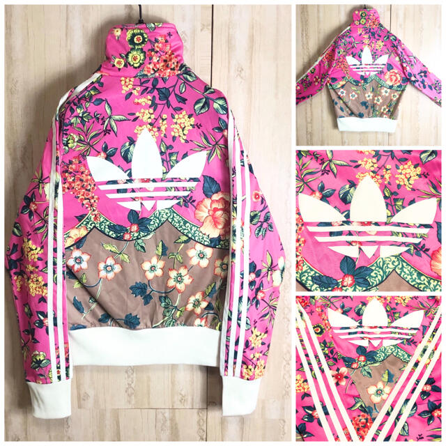 adidas(アディダス)のadidas アディダス ジャージ ブルゾン フローラル 花柄 大きめ 美品 レディースのジャケット/アウター(ブルゾン)の商品写真